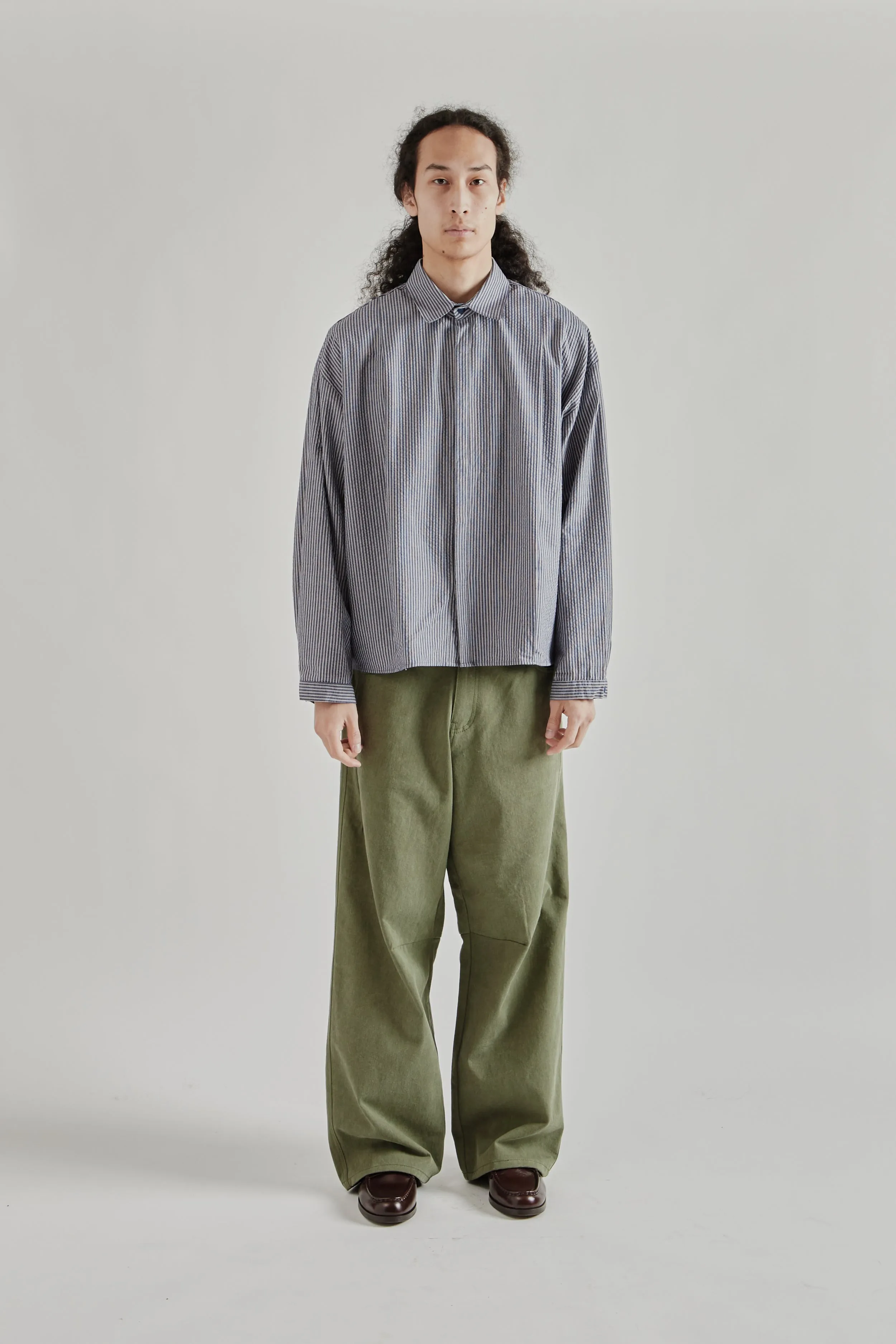 Boxy Pleated Shirt - Navy Stripe sold by Wallace Mercantile product image thumbnail 3