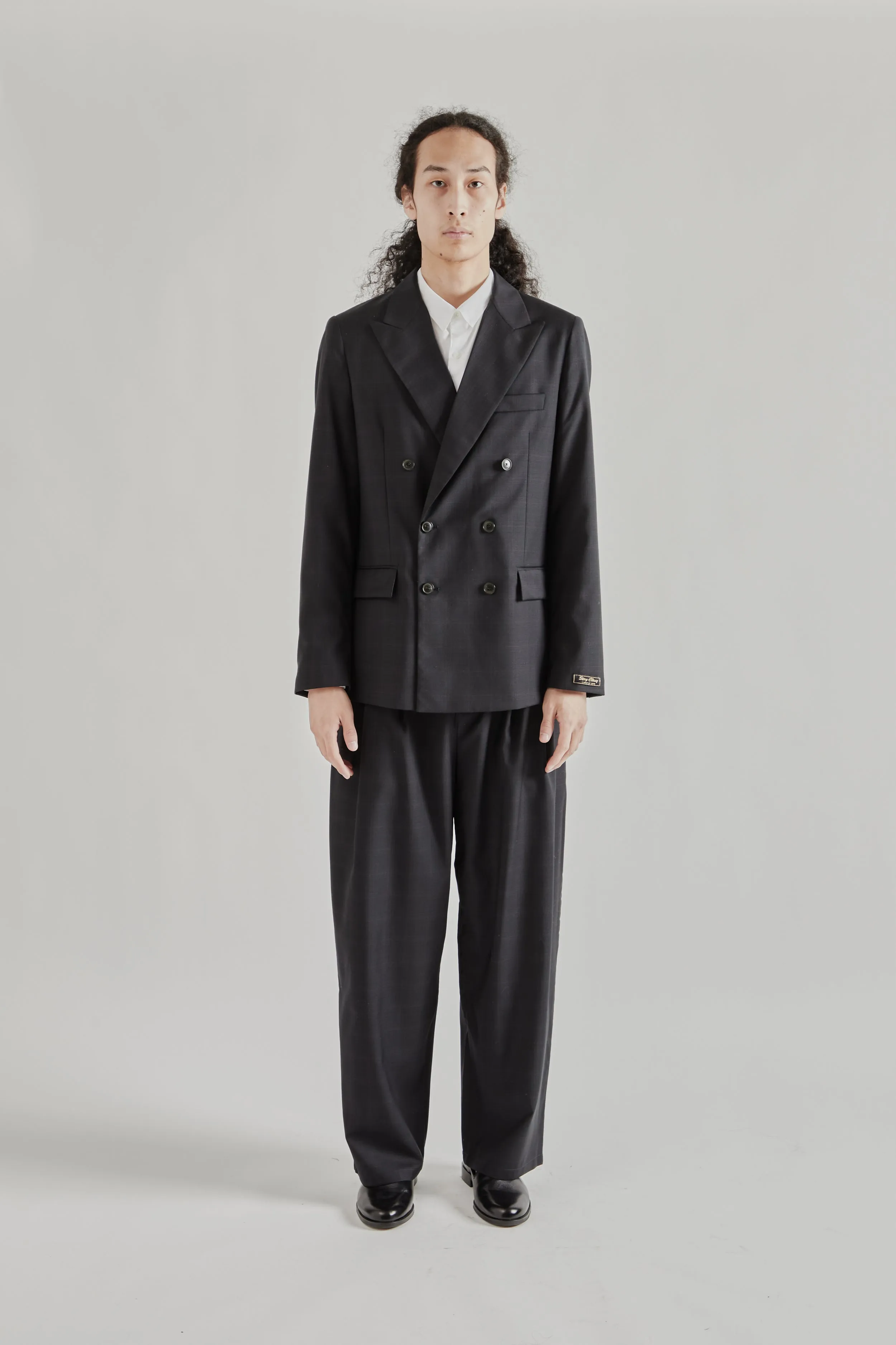 Double Breasted Peak Blazer - Checkered Black sold by Wallace Mercantile product image thumbnail 3