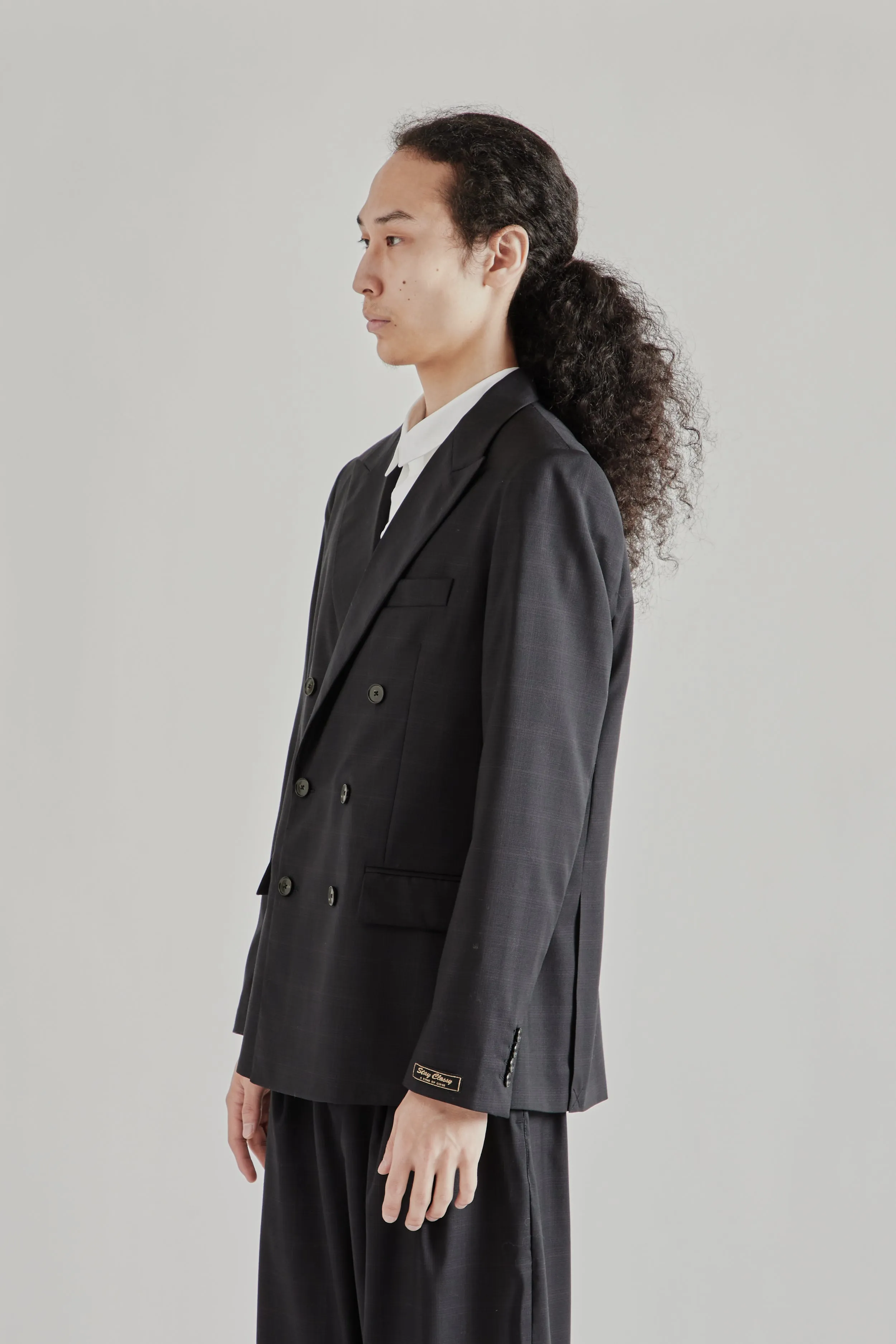 Double Breasted Peak Blazer - Checkered Black sold by Wallace Mercantile product image thumbnail 4