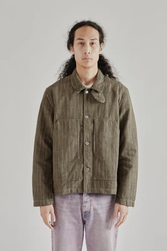 Labour Jacket - Stripe Khaki made by Sunflower