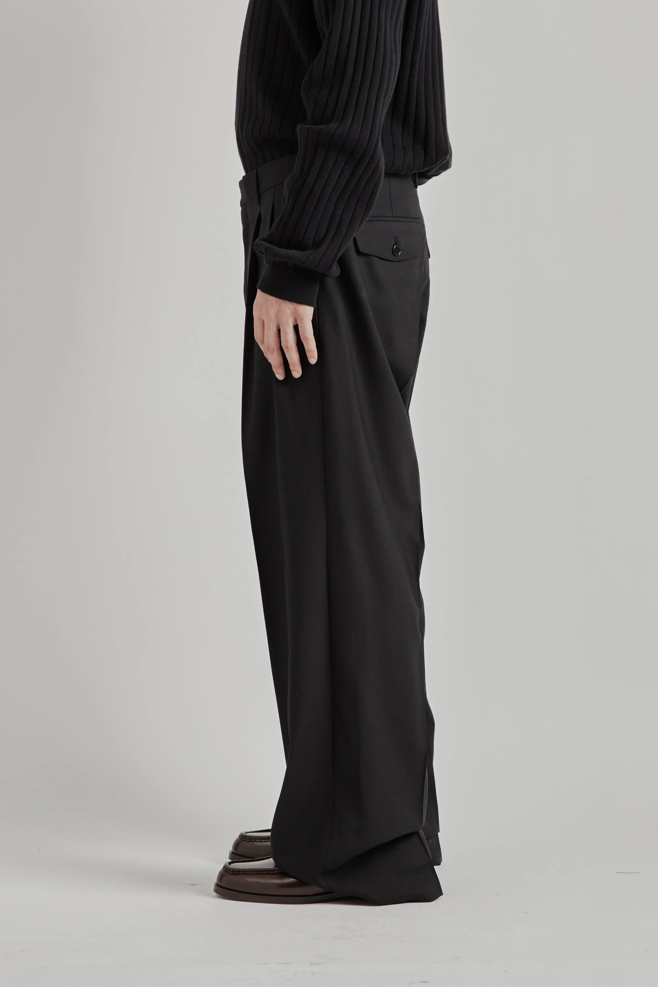 Wide Pleated Trouser - Tropical Wool Black sold by Wallace Mercantile product image thumbnail 4