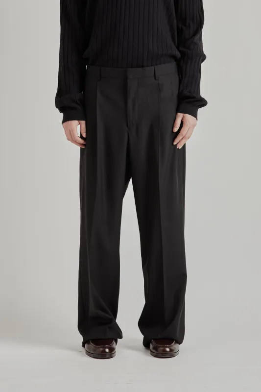 Wide Pleated Trouser - Tropical Wool Black made by Sunflower