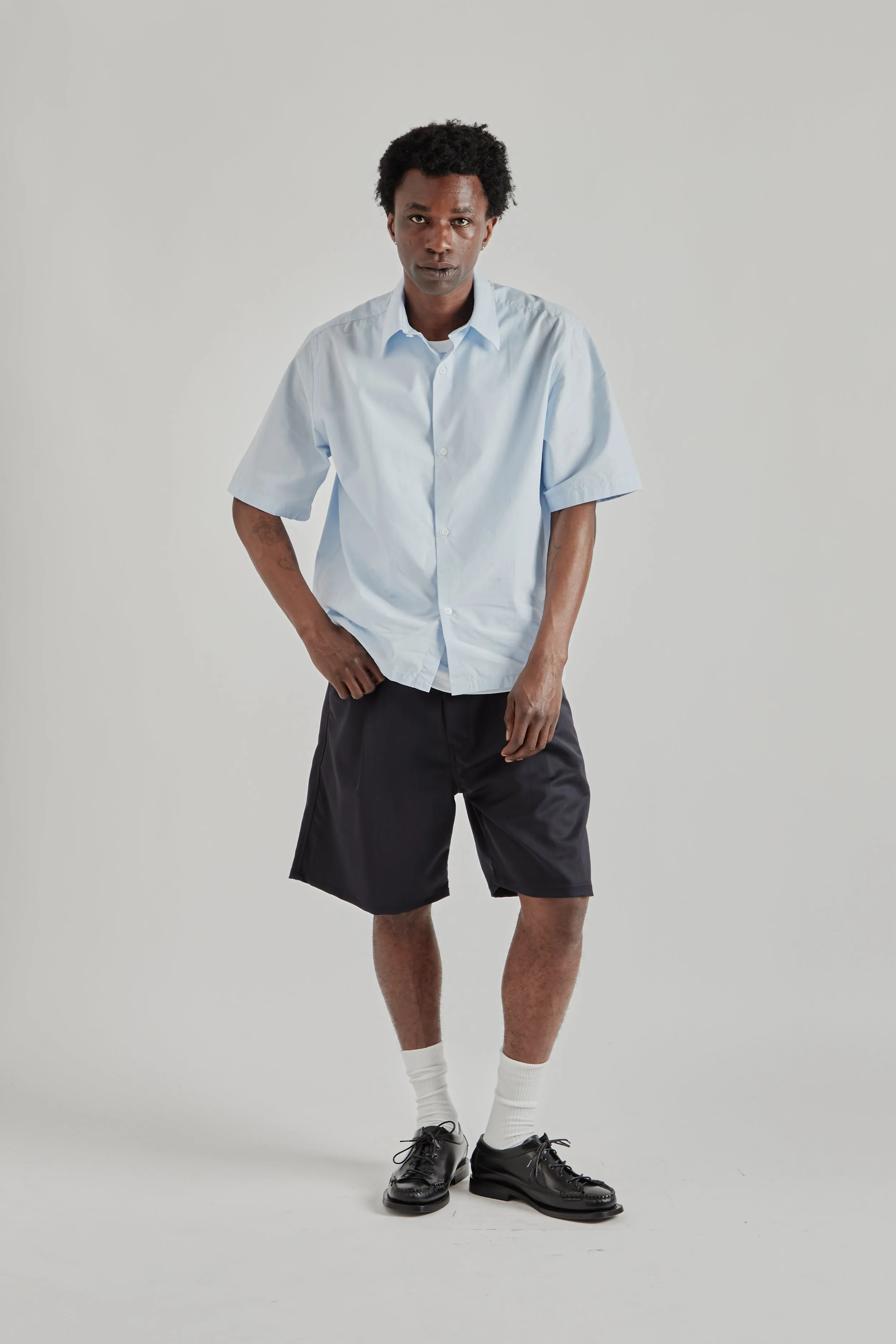Pleated Shorts - Pinstripe Navy sold by Wallace Mercantile product image thumbnail 2