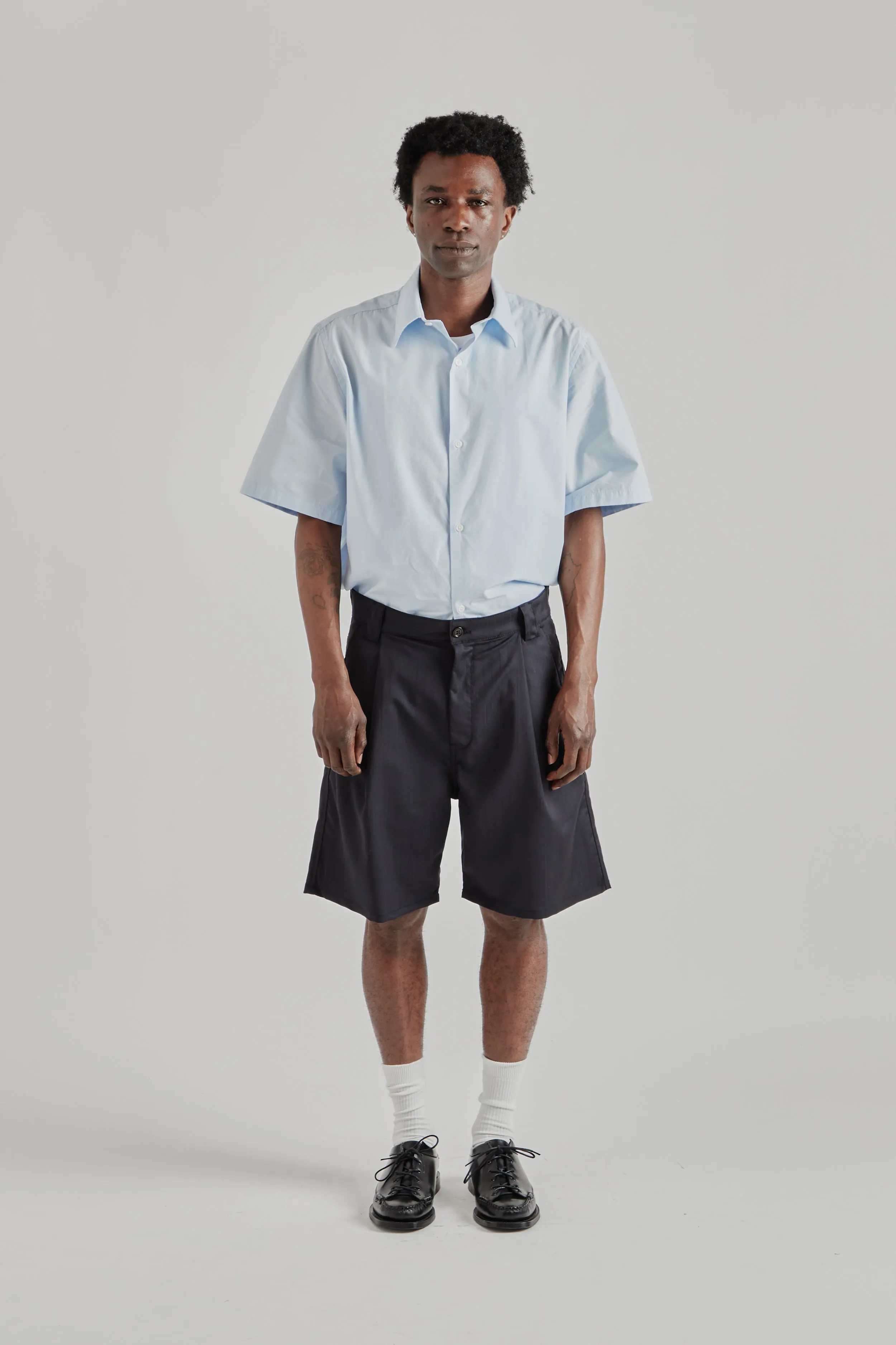 Pleated Shorts - Pinstripe Navy sold by Wallace Mercantile product image thumbnail 3