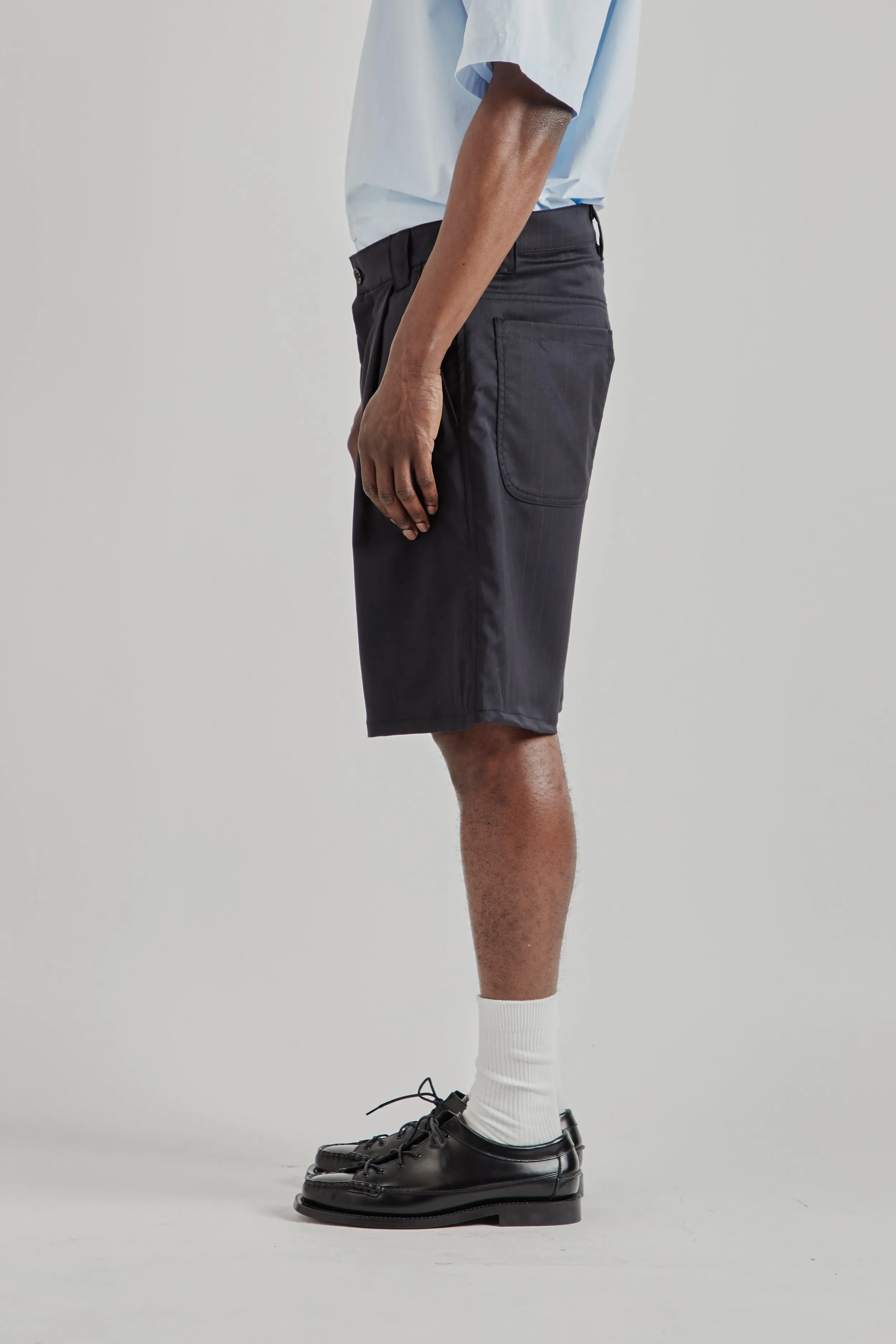 Pleated Shorts - Pinstripe Navy sold by Wallace Mercantile product image thumbnail 4