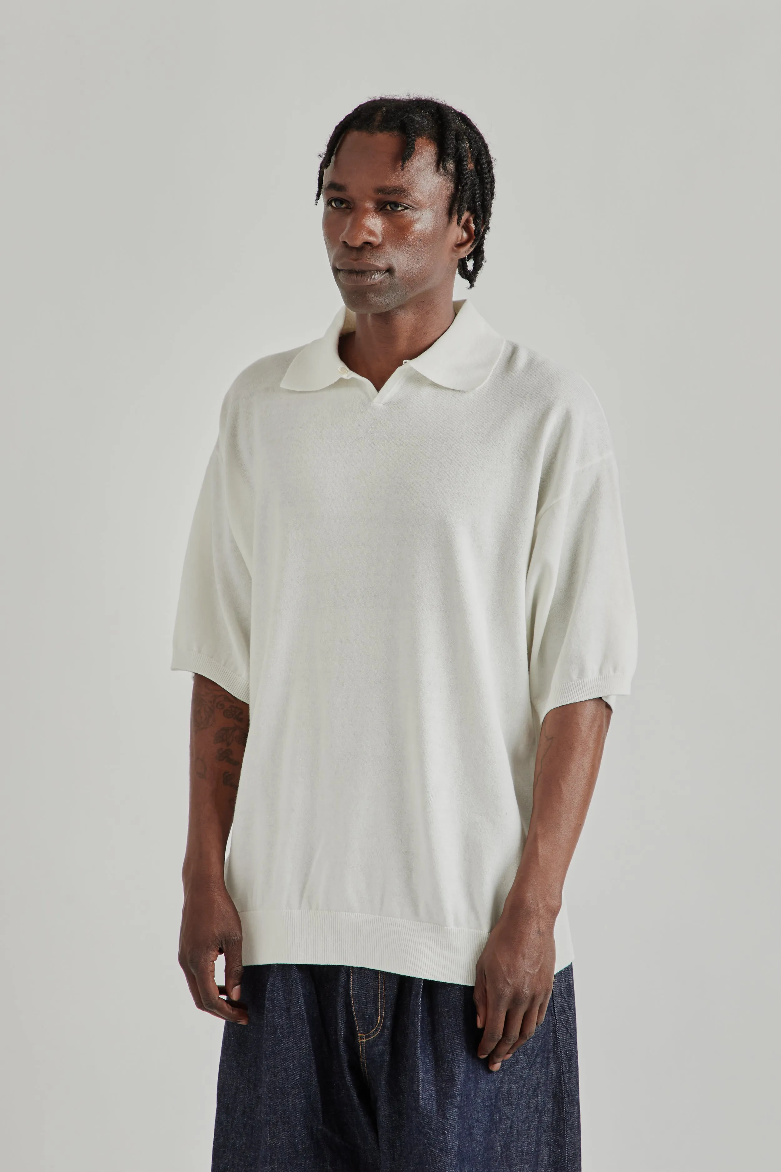 Knitted Polo Shirt - White sold by Wallace Mercantile product image thumbnail 4