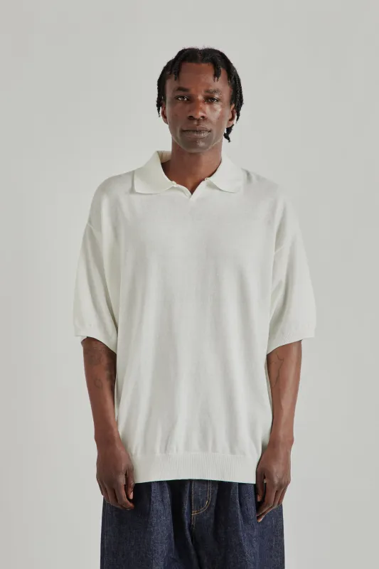 Knitted Polo Shirt - White made by is-ness
