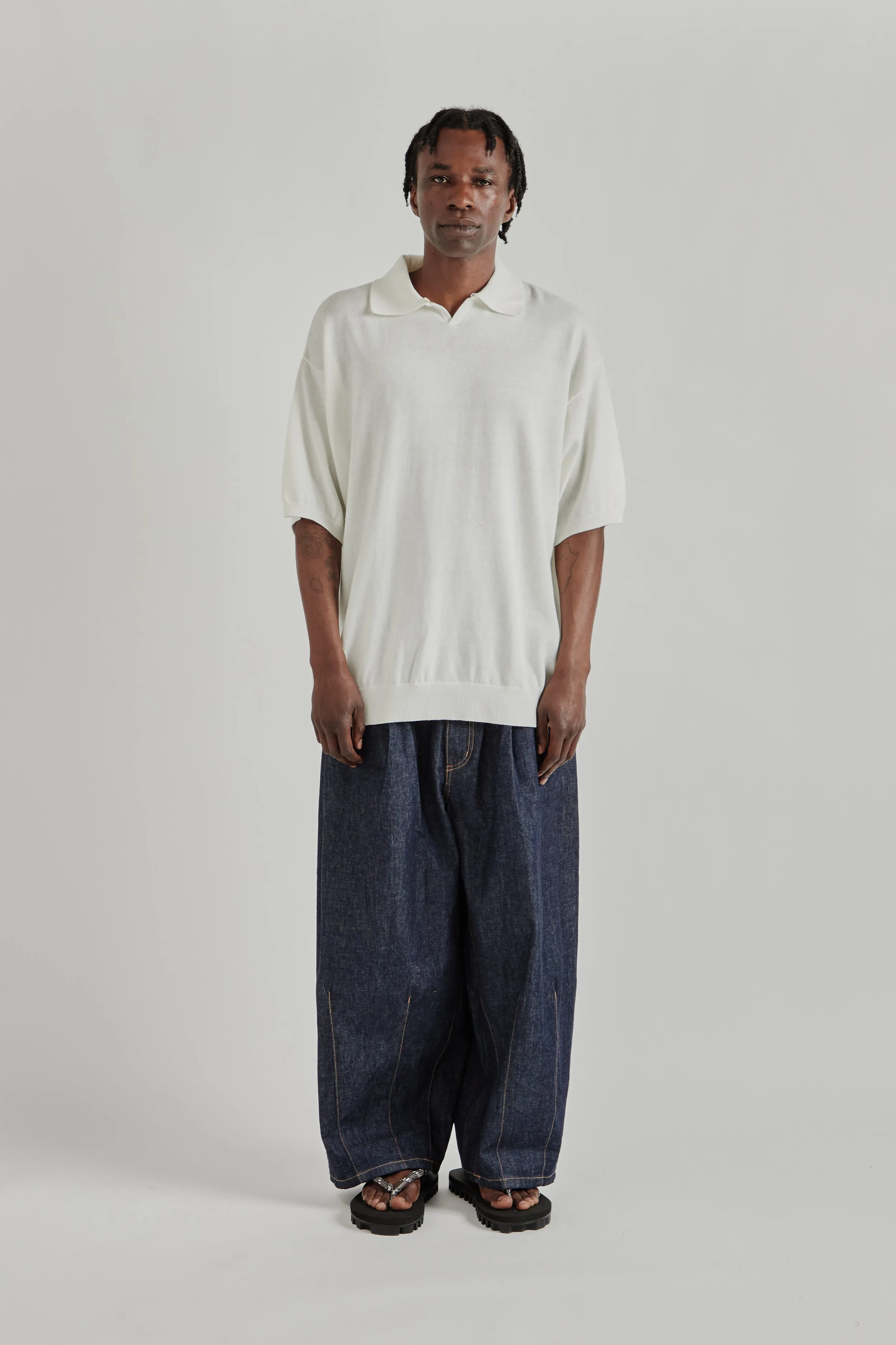 Knitted Polo Shirt - White sold by Wallace Mercantile product image thumbnail 3