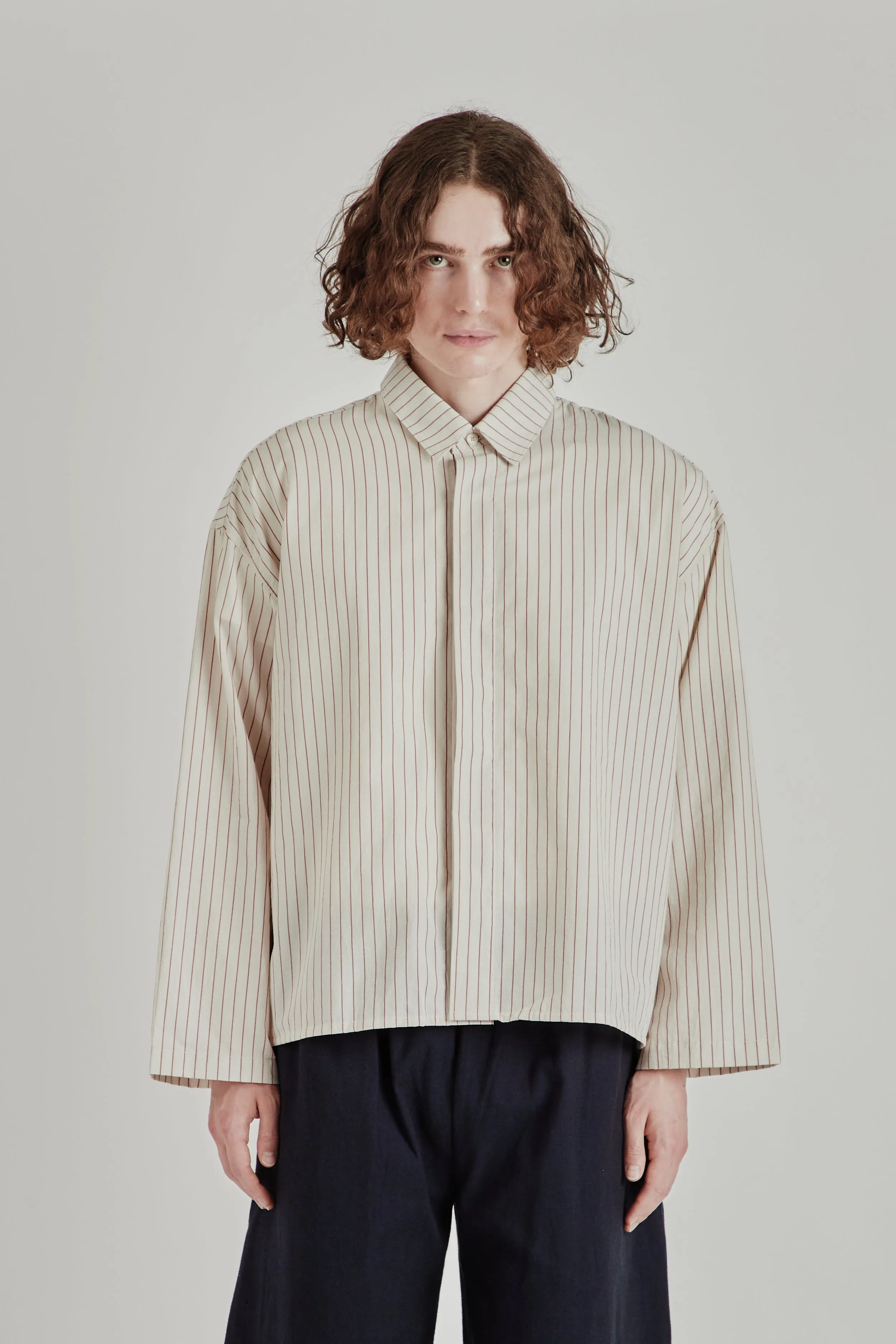 Cafe Shirt - Tomato Stripe sold by Wallace Mercantile
