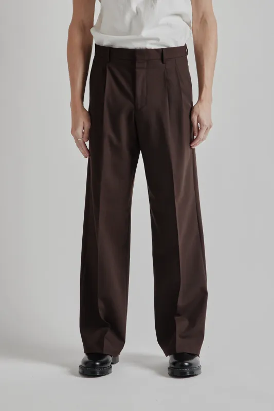 Wide Pleated Trouser - Brown made by Sunflower