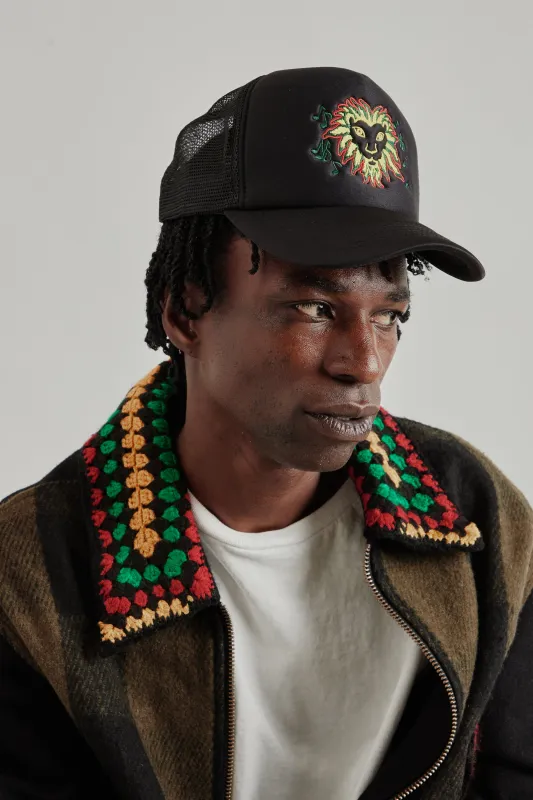 Lion Head Trucker Cap - Black made by Nicholas Daley