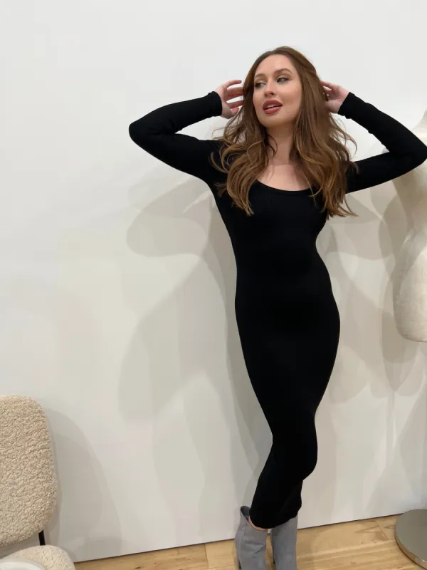 Clean Lines Ribbed Scoop Back Dress sold by Velvet House