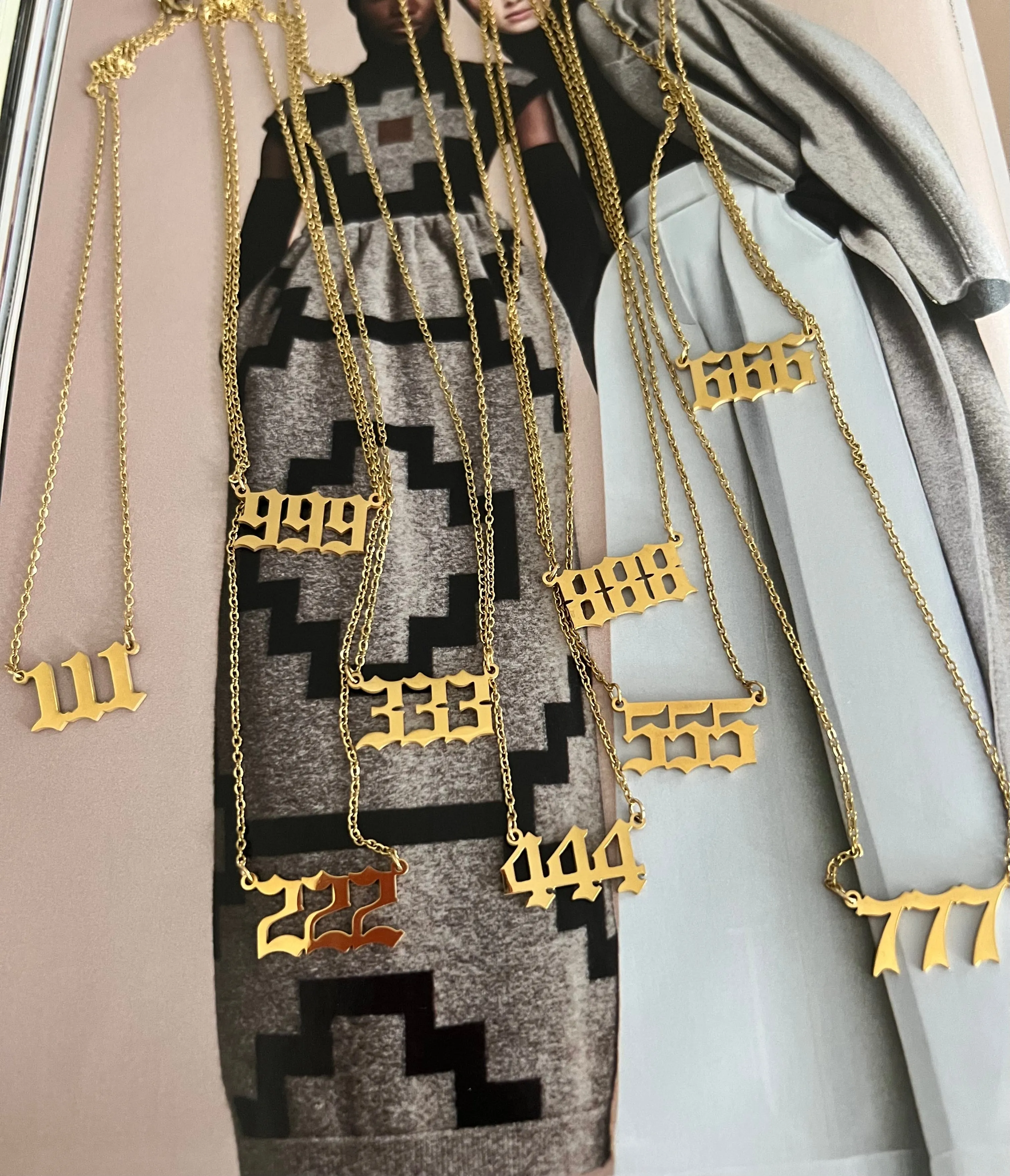 Block Angel Number Necklace sold by Velvet House product image thumbnail 3