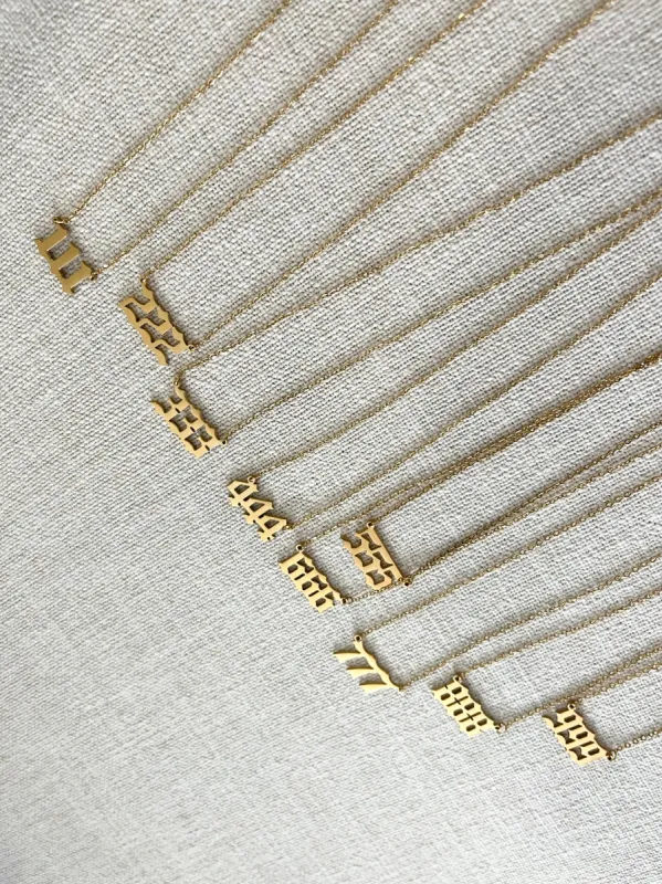 Block Angel Number Necklace made by Velvet House