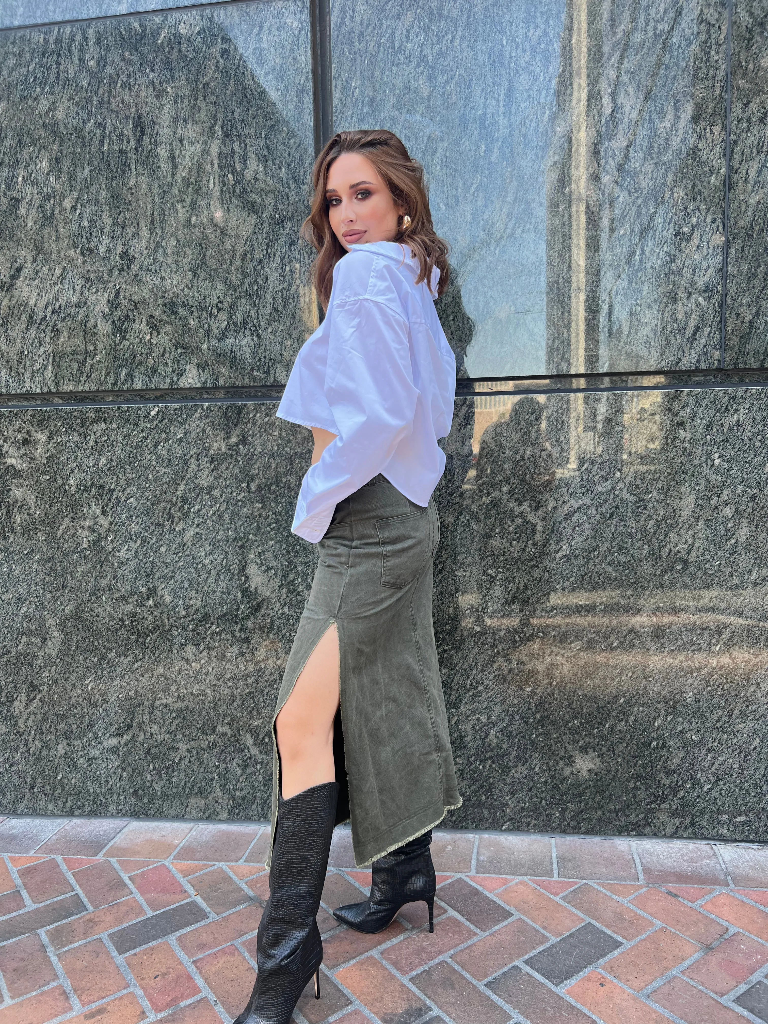 She's Edgy High Waisted Maxi Skirt sold by Velvet House