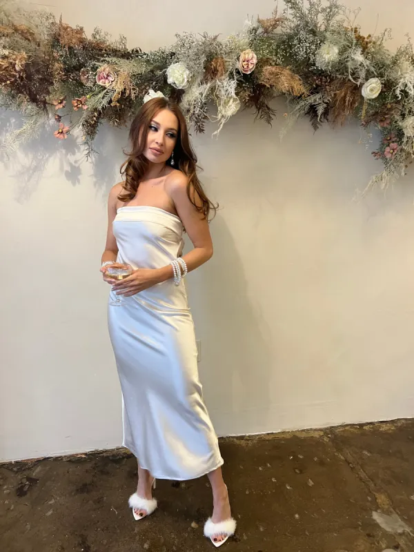 Satin Angelic Midi Dress sold by Velvet House