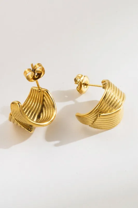 Hold Me Right Geometric Stripe Hoop Earrings sold by Velvet House