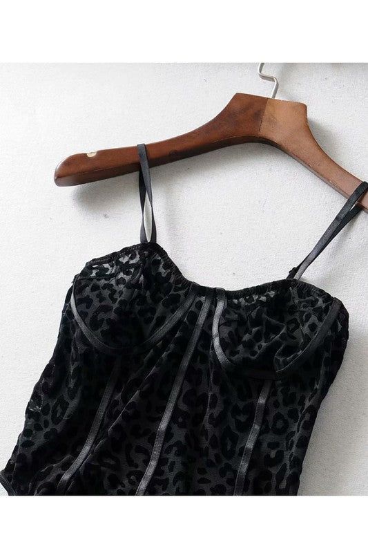 Sheer Cheeta Body Suit sold by Velvet House product image thumbnail 4