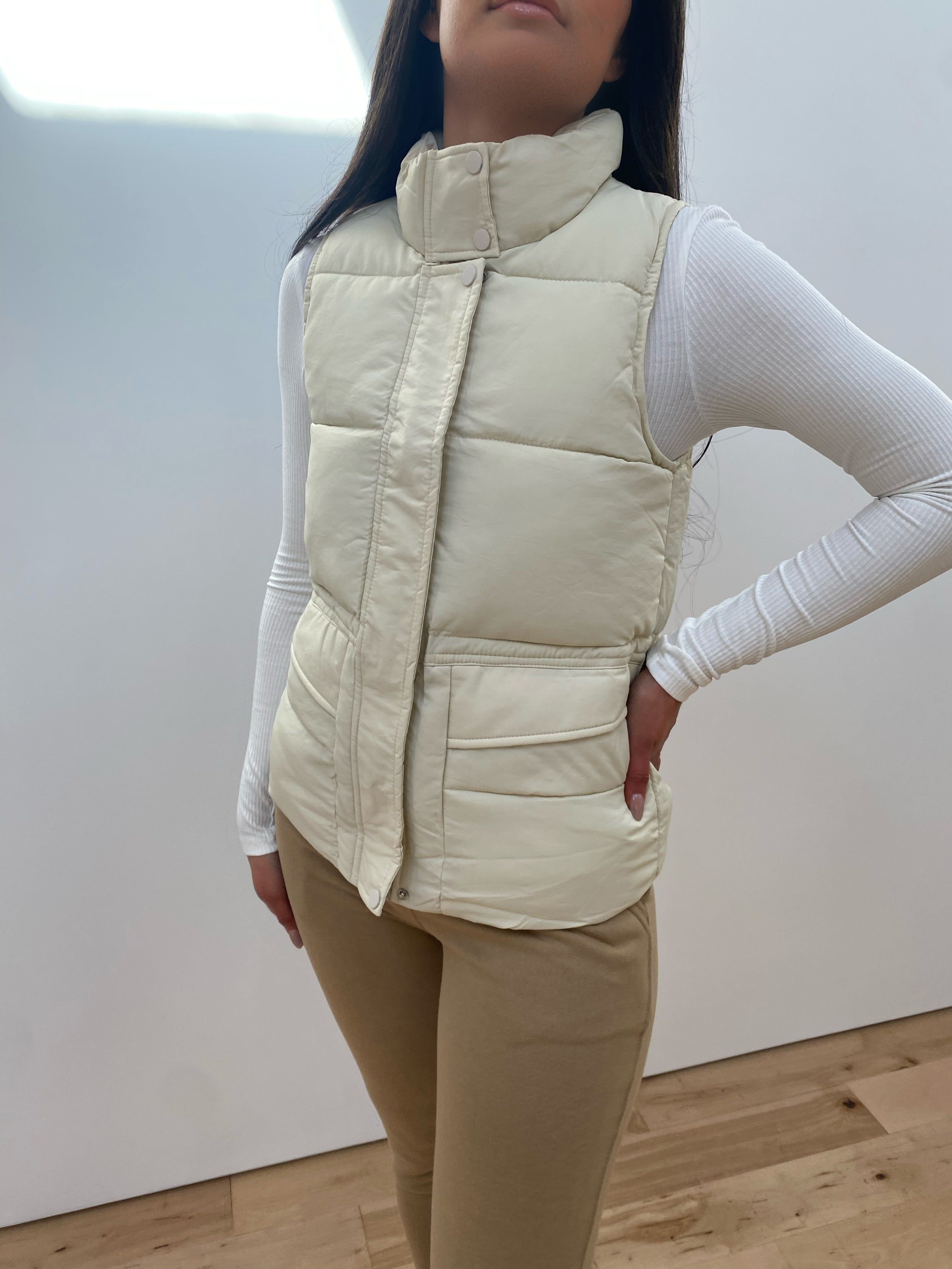 Jacket Vest Puffer in Ivory sold by Velvet House product image thumbnail 3