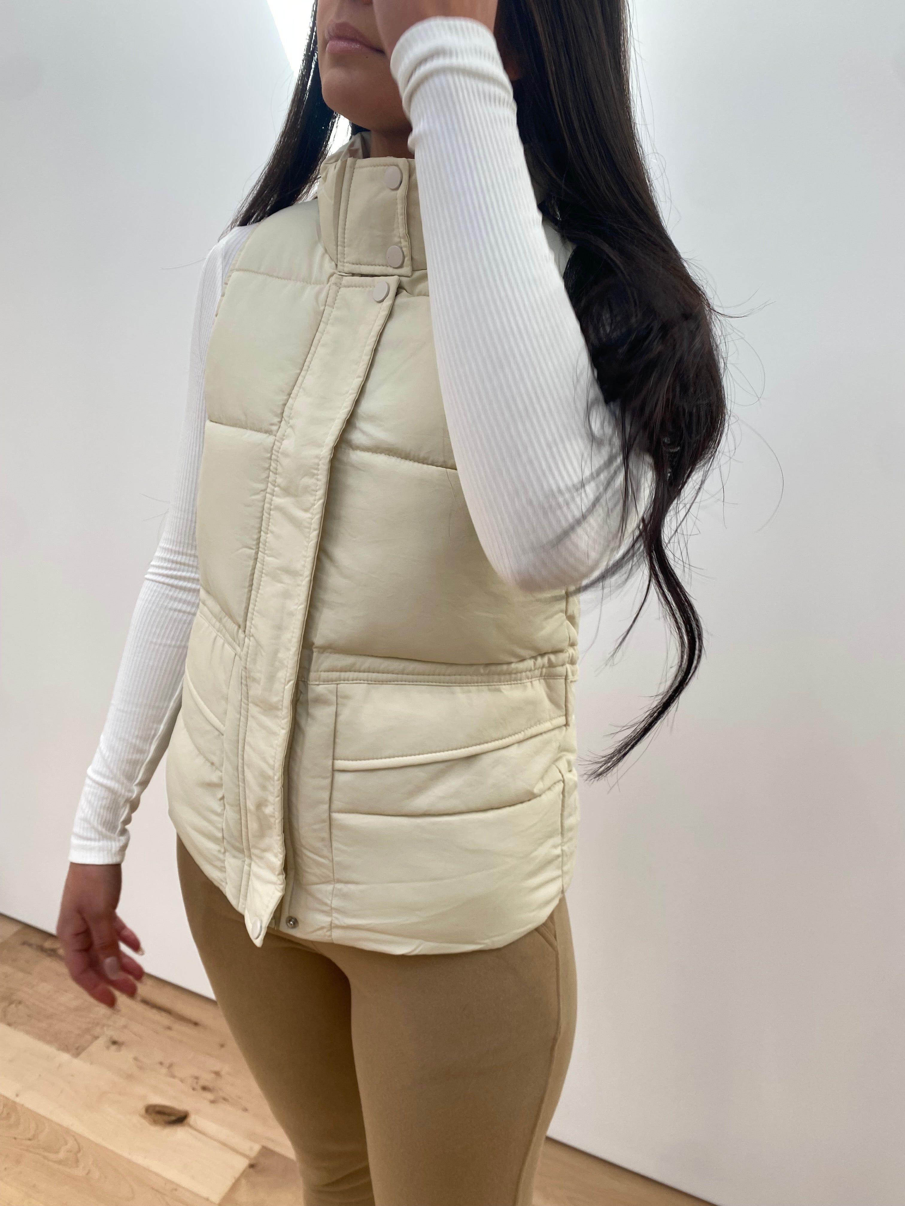 Jacket Vest Puffer in Ivory sold by Velvet House product image thumbnail 4