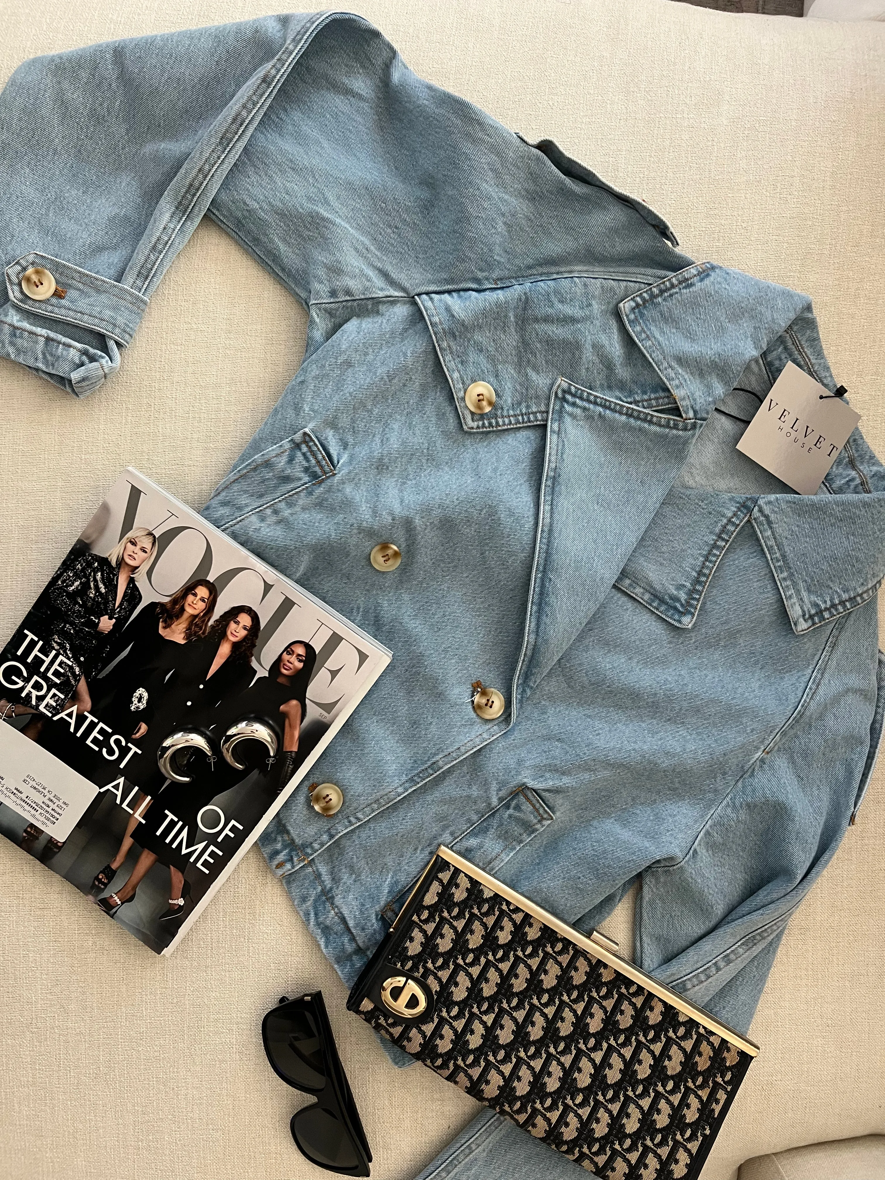 Washed denim trench cropped jacket sold by Velvet House product image thumbnail 2