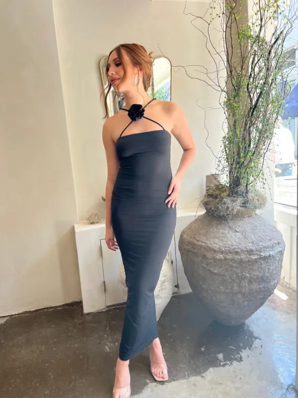 Rose Bodycon Maxi Dress - Classic Black sold by Velvet House
