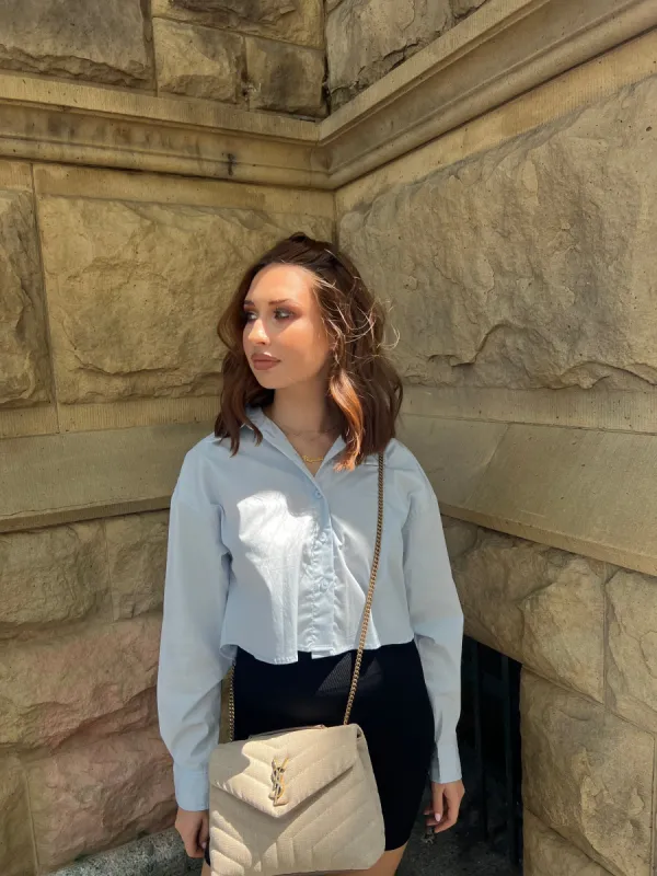 Modern Collared Button Up - Light Blue sold by Velvet House