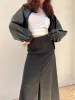 Button Detail Satin Skirt sold by Velvet House