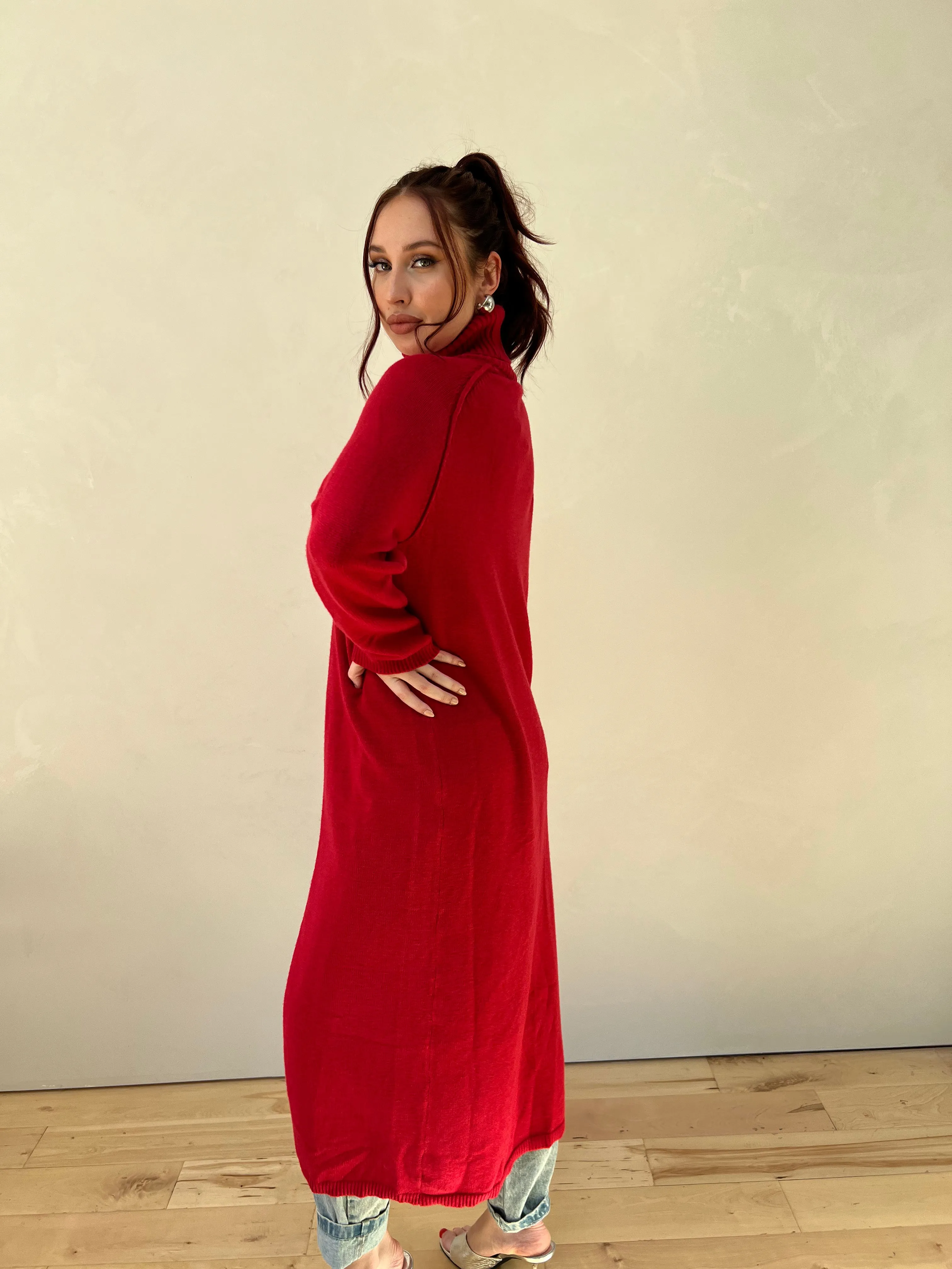 Turtleneck Tunic Sweater Dress with Slit sold by Velvet House product image thumbnail 3