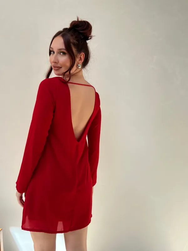 Red Backless Dress sold by Velvet House