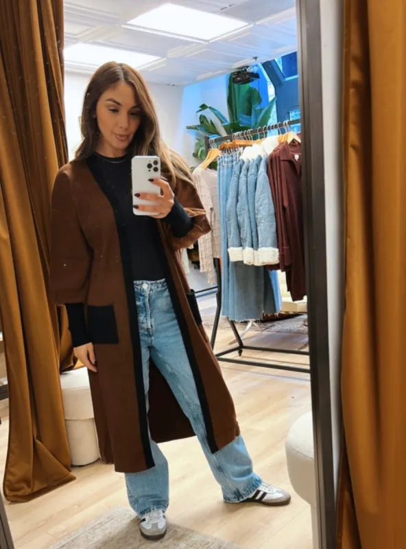 Rich Color Block Cardigan sold by Velvet House