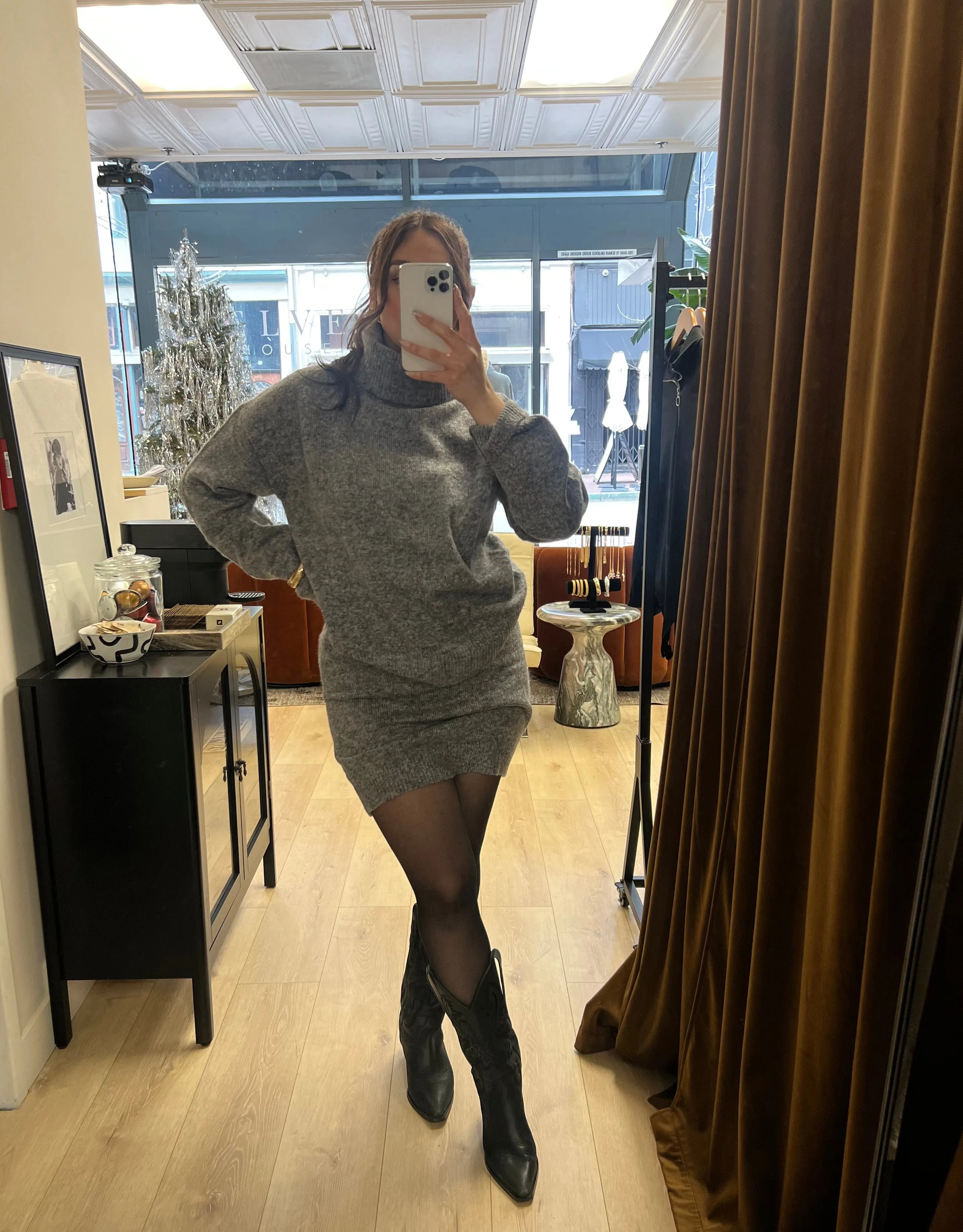 Turtleneck Knit Sweater and Pencil Mini Skirt Set sold by Velvet House