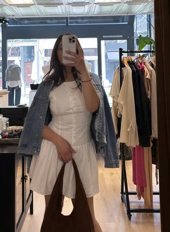 Western Babe Eyelet Boatneck Mini Dress sold by Velvet House