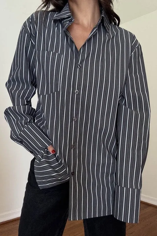 Oversized Stripe Poplin Shirt sold by Velvet House product image thumbnail 2