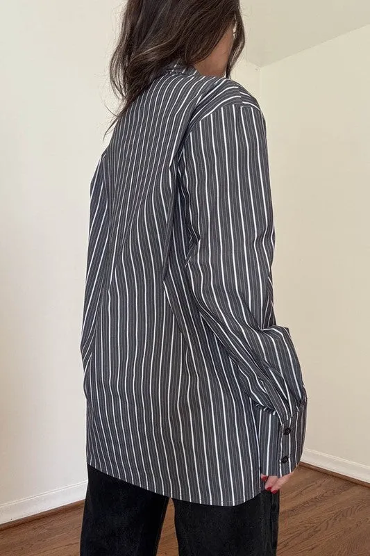 Oversized Stripe Poplin Shirt sold by Velvet House product image thumbnail 5