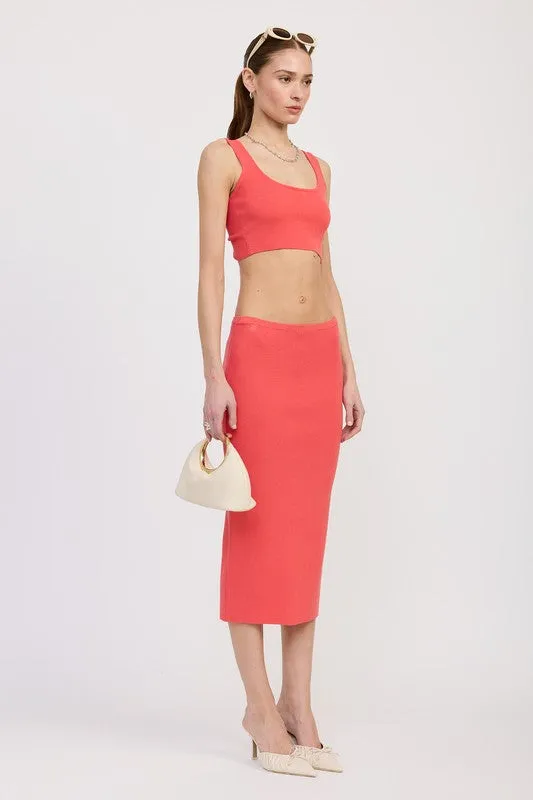 Coral Mid Pencil Skirt With Slit sold by Velvet House product image thumbnail 3