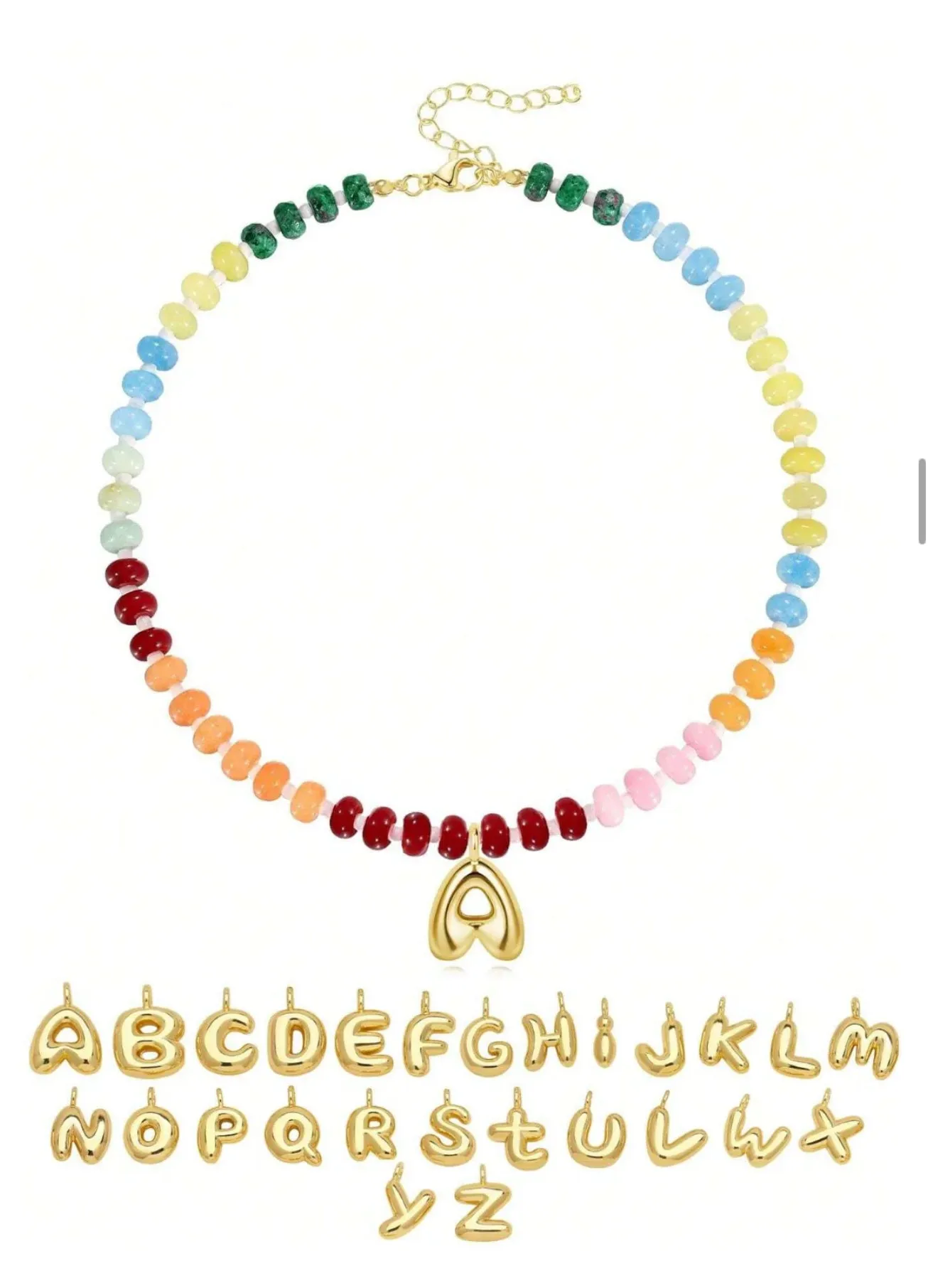 Personalized initial Beaded Necklace sold by Velvet House