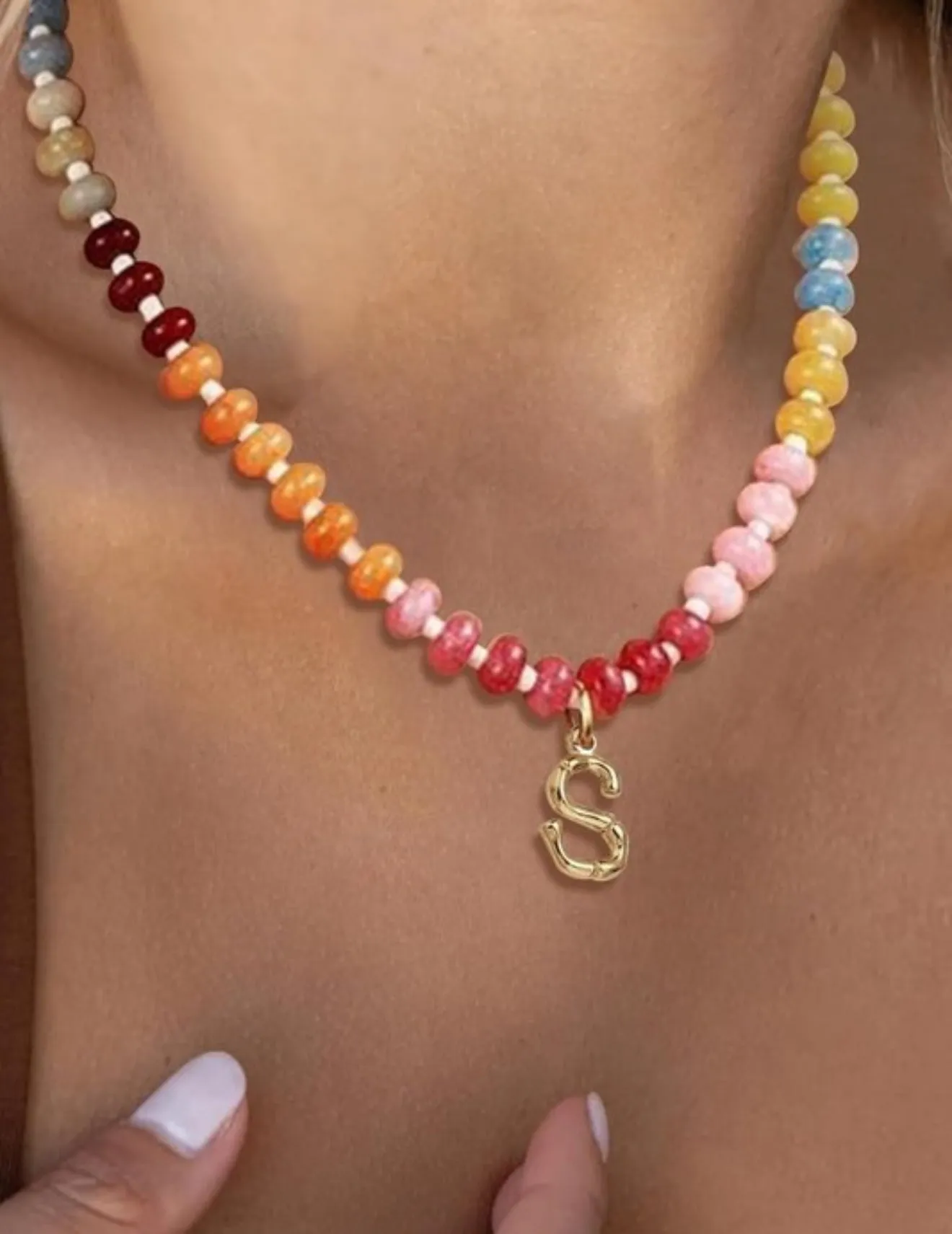 Personalized initial Beaded Necklace sold by Velvet House product image thumbnail 3