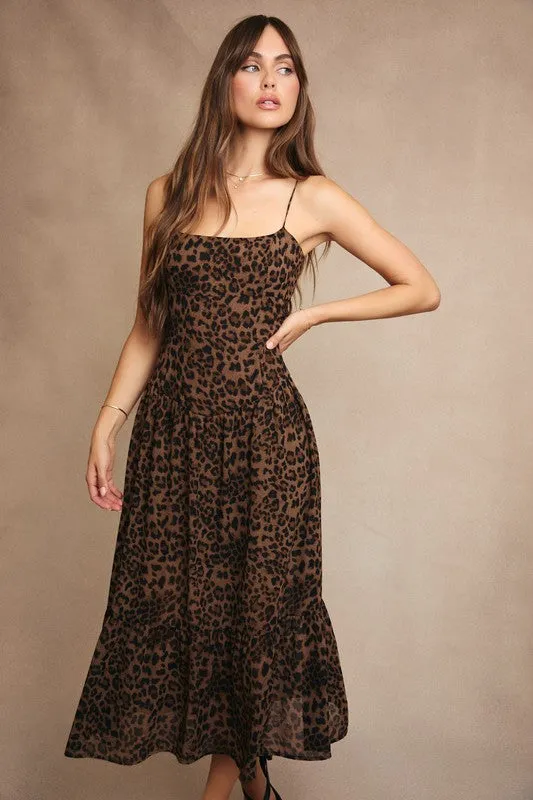 Animal Print Spaghetti Maxi Dress sold by Velvet House