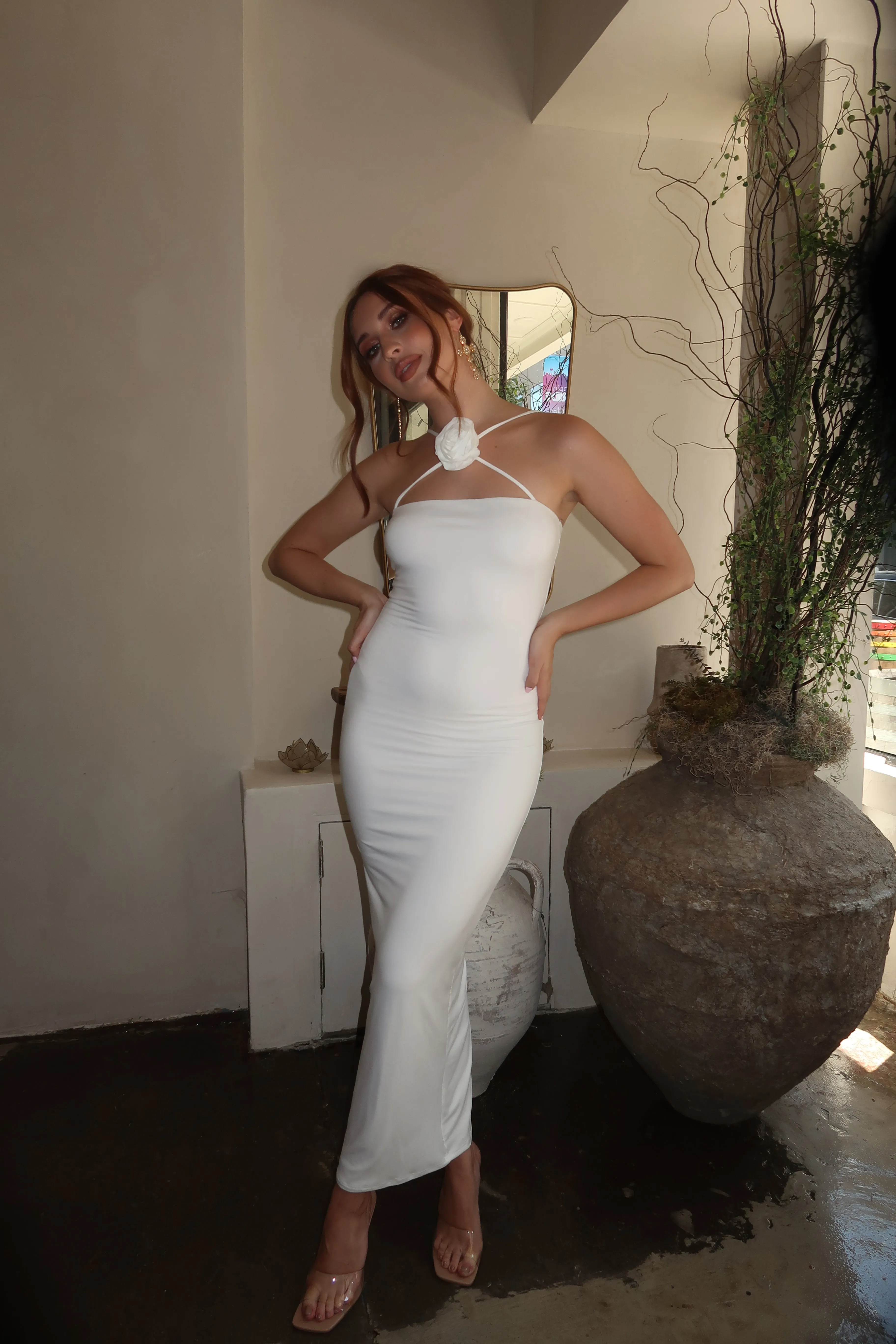 Rose Bodycon Maxi Dress - Classic White sold by Velvet House product image thumbnail 3