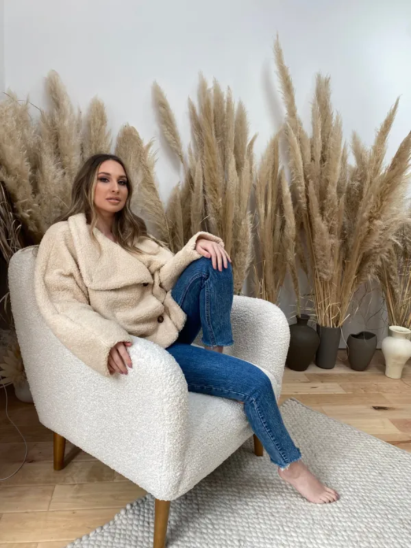 Ivory Teddy Fleece Jacket sold by Velvet House