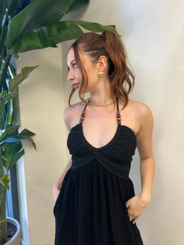 Beaded Knotted Halter Dress sold by Velvet House