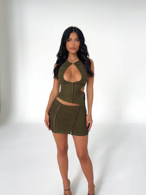 HAYDEN SKIRT MINI FOREST GREEN - OUTCAST EXCLUSIVES sold by Outcast Clothing