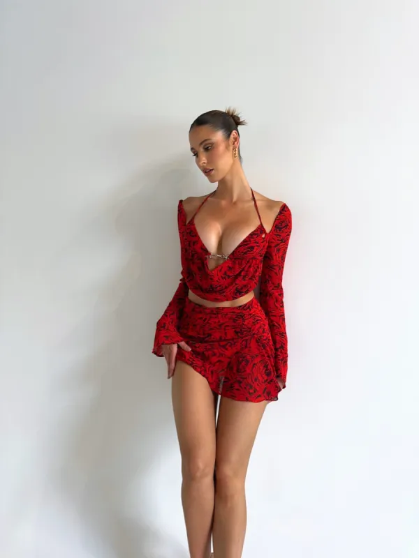 ROSA PRINTED MINI SKIRT - OUTCAST EXCLUSIVES sold by Outcast Clothing