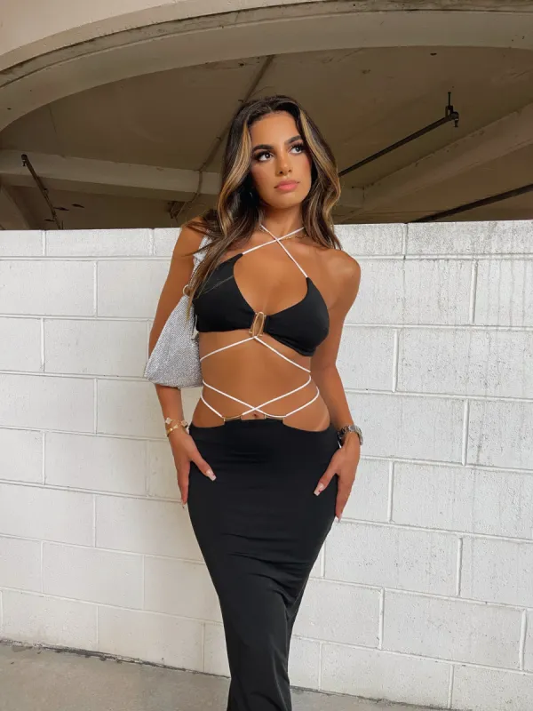 KARMA CROP TOP BLACK BLACK - OUTCAST EXCLUSIVES sold by Outcast Clothing