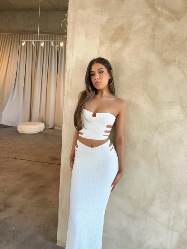 CLEO MAXI SKIRT WHITE - OUTCAST EXCLUSIVES sold by Outcast Clothing