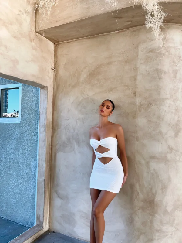 JOSLYN KNIT MINI DRESS WHITE - OUTCAST EXCLUSIVES sold by Outcast Clothing