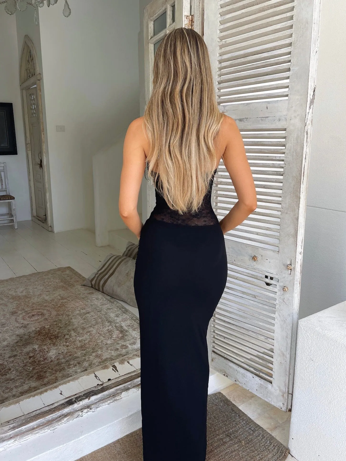 amai maxi dress Amaya Maxi Dress - Slim Straps All-Over Lace Flowing