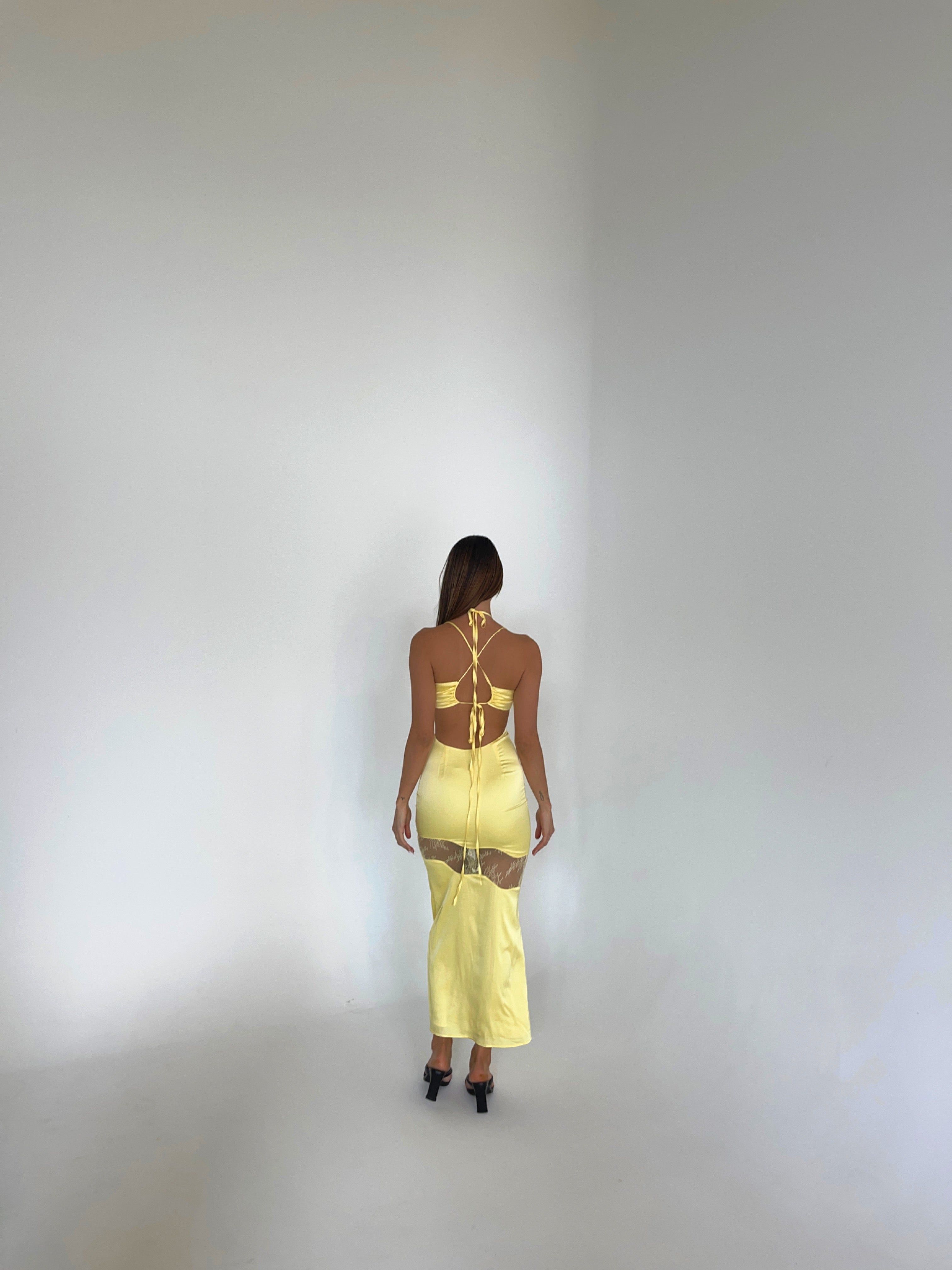 CAROLINE SATIN MAXI DRESS YELLOW - OUTCAST EXCLUSIVES sold by Outcast Clothing product image thumbnail 3