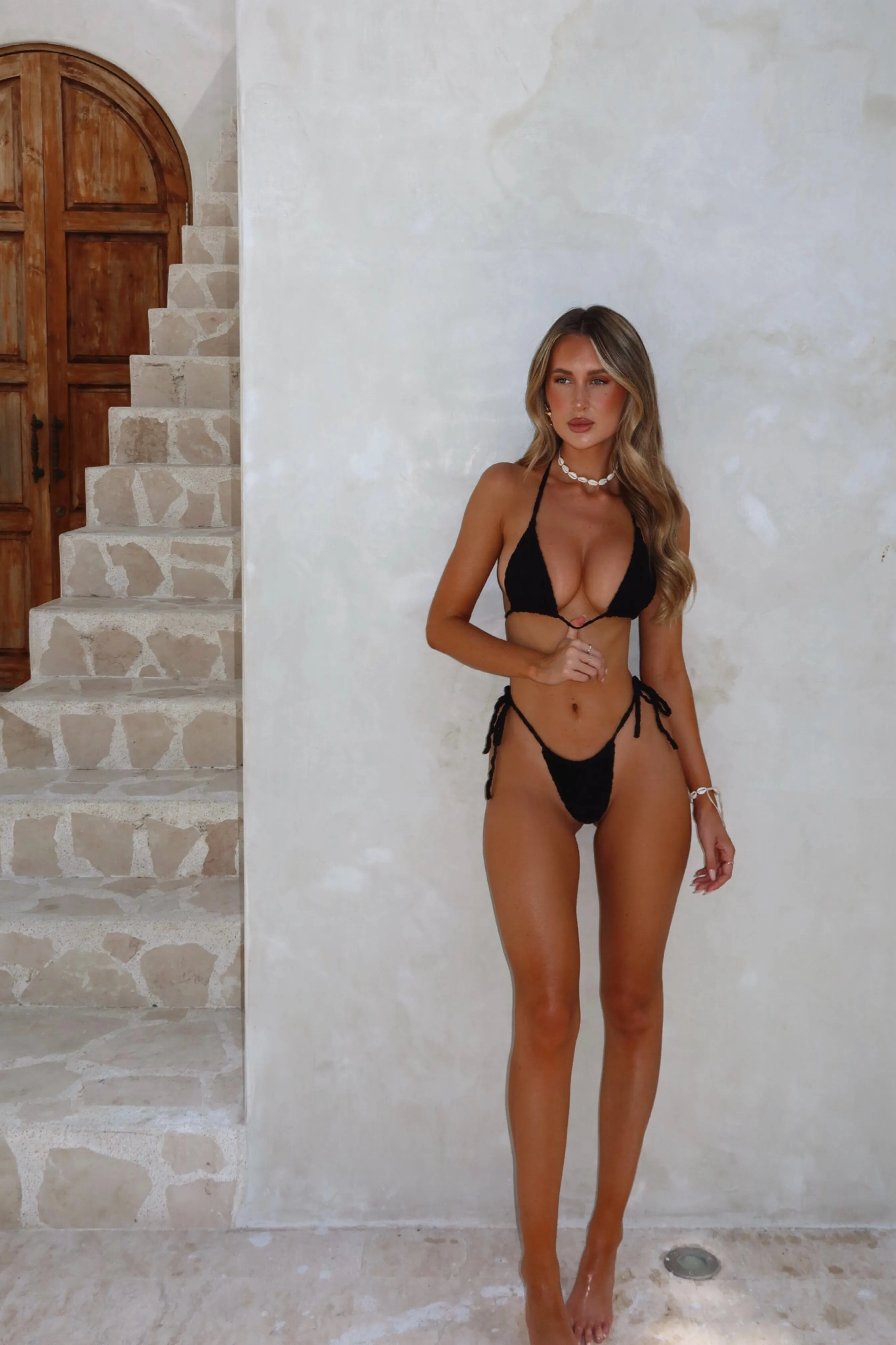 PALOMA BIKINI TOP BLACK TOWELLING sold by Outcast Clothing